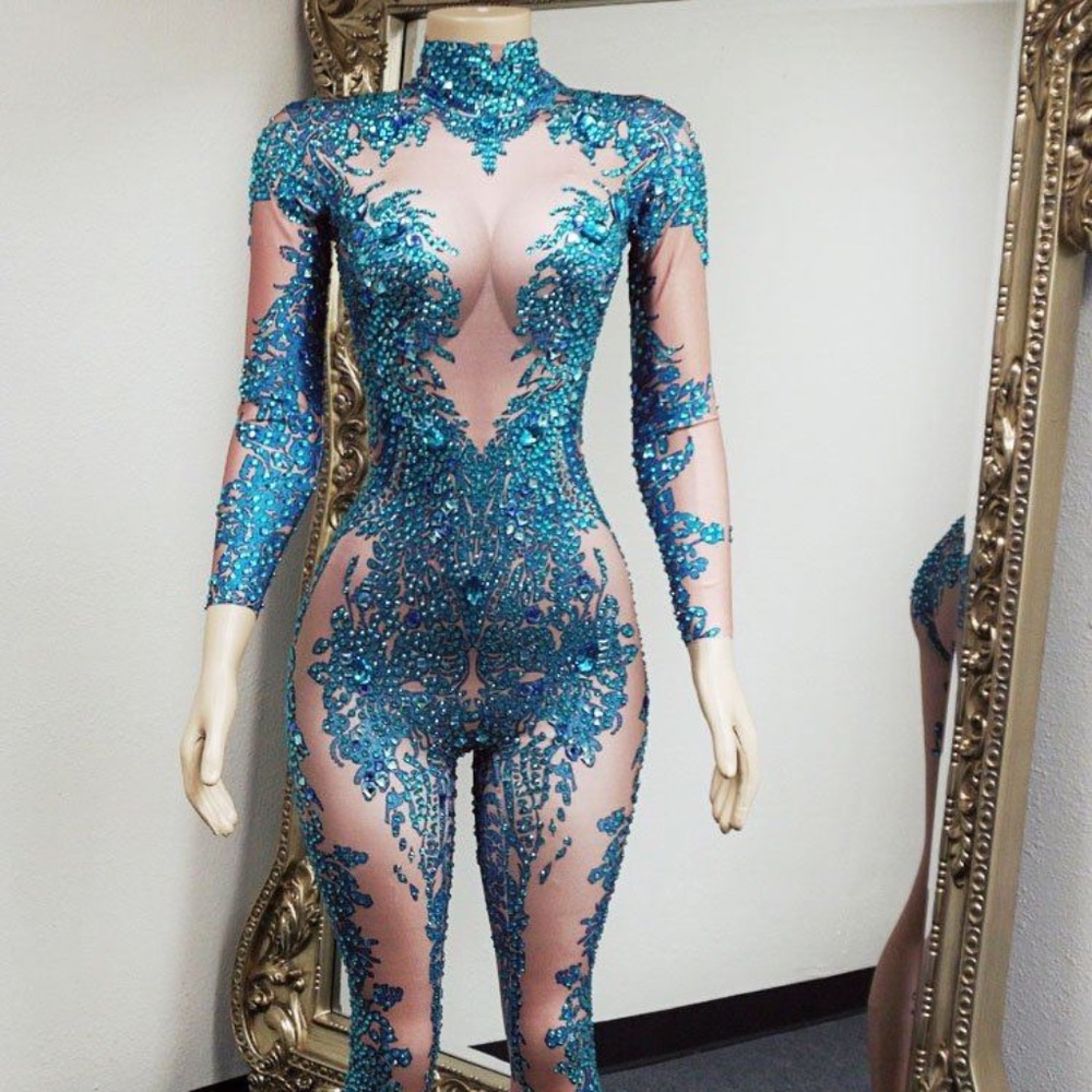 Blue Diamanté Jumpsuit